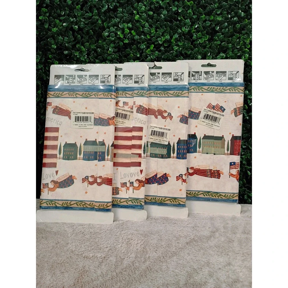 NOS Lot of Expressions PrePasted Washable USA Flag Angel Decor Wallpaper Border‎